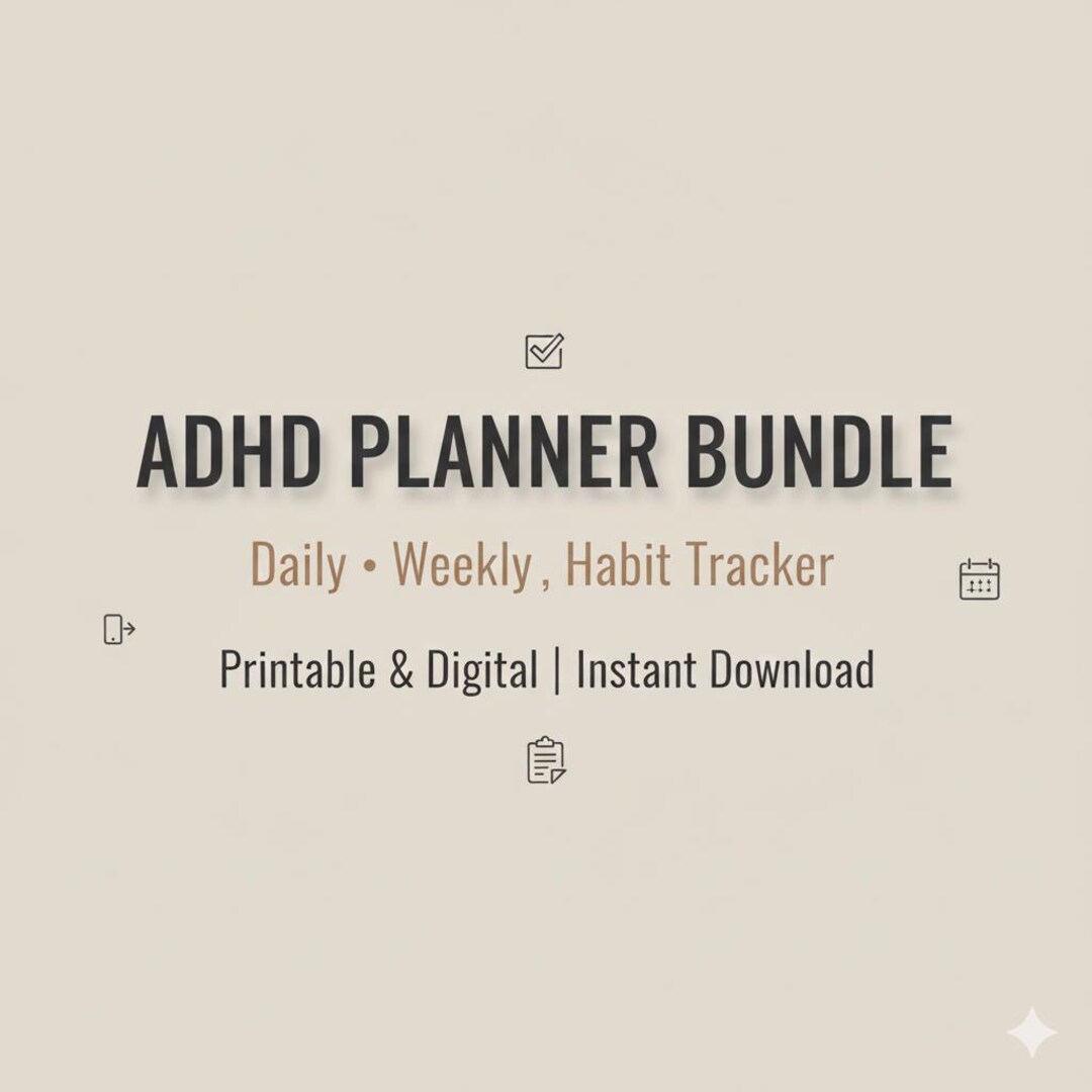 ADHD Planner Bundle Printable | Daily Weekly Habit Tracker | Digital ...