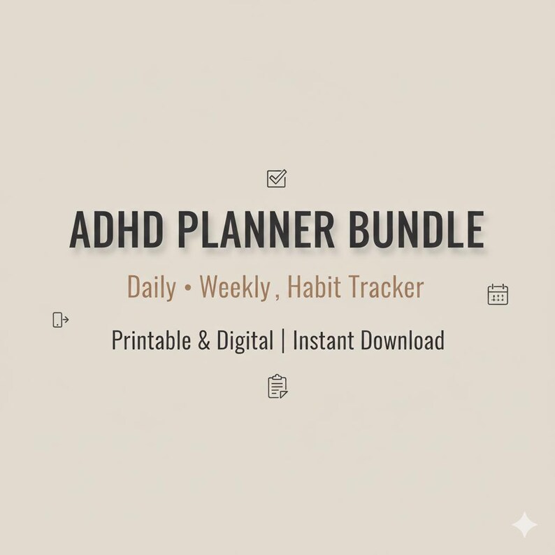 ADHD Planner Bundle Printable | Daily Weekly Habit Tracker | Digital ...