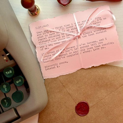 Typewritten Custom Love Letter