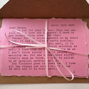 Carta de amor personalizada escrita a máquina