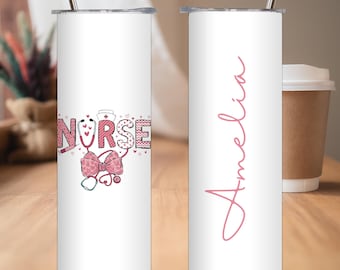 Personalized Nurse Tumbler with Stethoscope: Nurse Life Travel Cup, Custom RN/NP Gift