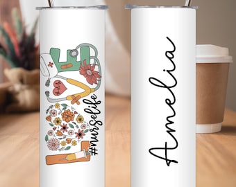 Personalized Nurse Tumbler with Stethoscope: Custom Nurse Life Travel Cup