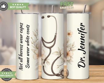 Personalized Doctor Tumbler, Floral Stethoscope, Graduation Gift