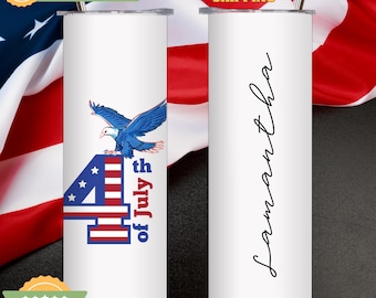 Custom 4th of July Tumbler: Patriotic American Flag Stainless Steel Travel Mug