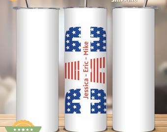 American Flag Dad Tumbler, Personalized Dad Gift