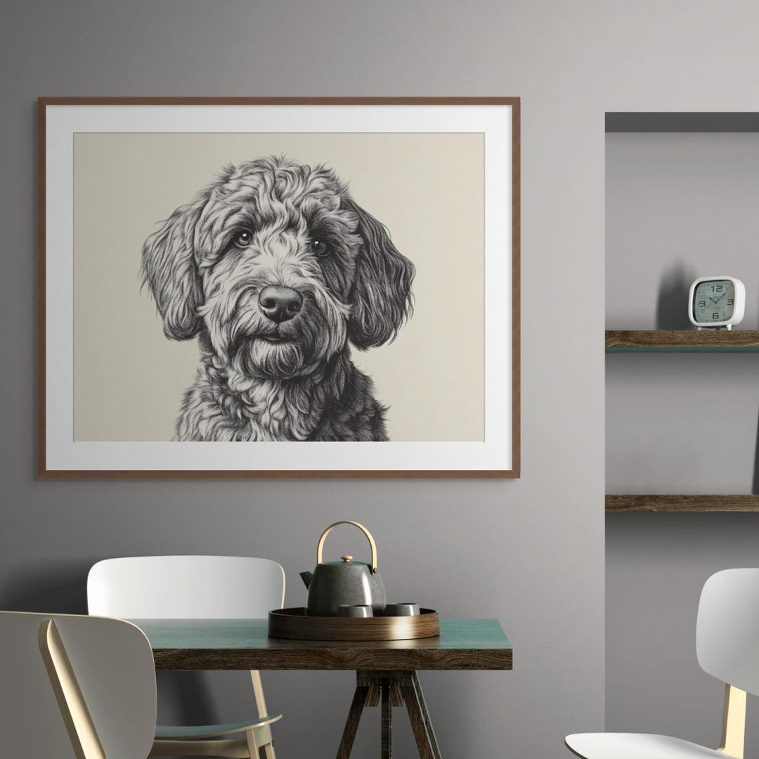 Silk Poster, Poodle Dog Neutral Poster, Wall Art Print, Pet Portrait ...