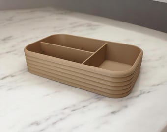 Modern Ribbed Desk Organizer | 3D Printed Catchall Tray