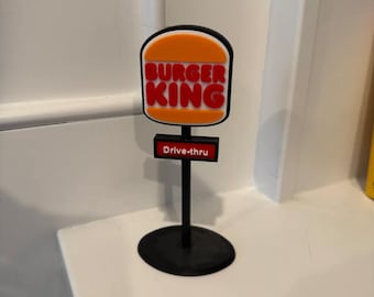 Burger King Inspired 3D Printed Sign – Retro Fast Food Wall Art | Kitchen Decor | Restaurant Sign