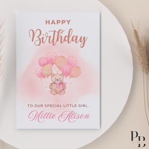 Glückwunschkarte zum 1.Geburtstag Mädchen | "Du bist vielleicht klein, aber du hast unsere Herzen mit einer Liebe gefüllt, die RIESIG ist." | Druckbare digitale Datei