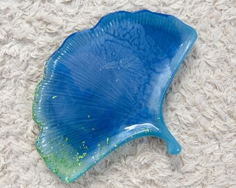 GINKGO SCHMUCKSCHALE personalisiert aus Resin|Geschenk Freundin Mama Geburtstag aus Epoxidharz|Schmuckaufbewahrung, Dekoration, Individuell