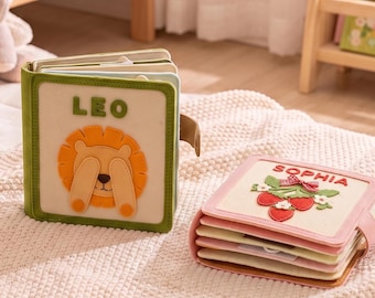 Personalized Baby Activity Book, Handmade Felt Quiet Book, Baby Shower Gift, Montessori-Inspired Toy,  Christmas Gift for Baby