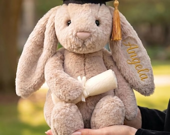 Personalized Graduation Bunny Plush,Graduation Gift,College Grad Gift, Bunny with Cap Diploma,Graduation Stuffed Animal