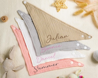 Embroidered Personalized Bib, Muslin baby bib baby name bib Personalized Baby Bib Baby Halstuch Embroidered Baby Gift Luxury Dribble Bibs
