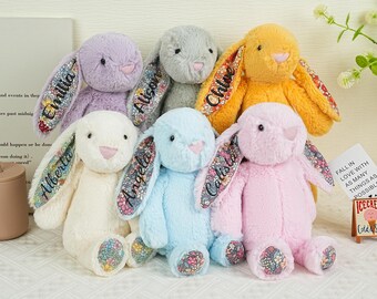 Personalized Bunny Rabbit Flower Girl Gift,Embroidered Bunny,Monogram Bunny Rabbit Toy,Stuffed Bunny Gift,Soft Plush Toy,Flower Girl Gift