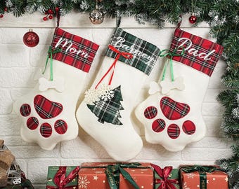 Personalized pet stocking,Dog Stocking,Cat Stocking,Christmas fur friend Stocking,Pawprint Stocking,Custom embroidered Pet,Holiday Stockings