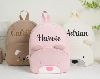 Monogrammed Toddler Backpack,Teddy Children Backpack, Nursery Bag, Toddler size back pack, Embroidered,Children's Gift Idea,Embroidery Bag