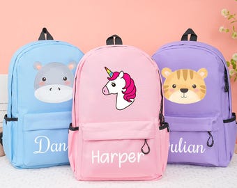 Mochila personalizada con animales, regalos para la vuelta al cole, mochila personalizada con nombre, mochila preescolar, regalos para niños pequeños, mochila para niños, bolsa de lona