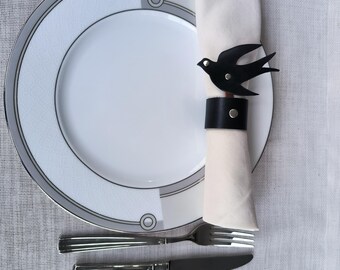 Leather Swallow Napkin Ring - Bird Shaped Table Decor