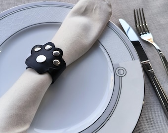 Leather Cat Paw Napkin Ring, Pet Lover Gift, Table Decor