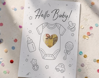 Geldgeschenk Baby Strampler Geldschein | DIY Last Minute Geschenkidee zum Ausdrucken | Sofort Geschenk