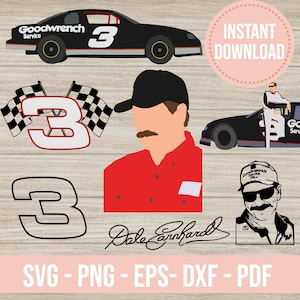 Pacchetto Dale 3 racing svg png Dale Earnhardt cricut