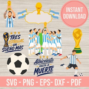 Bundle 2026 World Cup Soccer svg png Argentina Football Players clipart print
