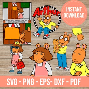Pacote Arthur Tv show svg png DW silhueta cricut