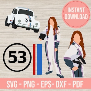 Paket Herbie 53 bil svg png racerbil cricut