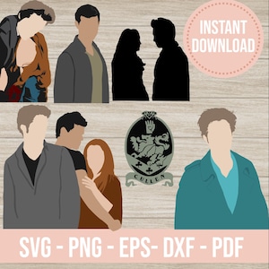 Puede incluir: Gráfico de descarga digital con ilustraciones estilizadas de personajes, un escudo familiar y el texto "INSTANT DOWNLOAD". El gráfico incluye el texto "SVG - PNG - EPS - DXF - PDF".