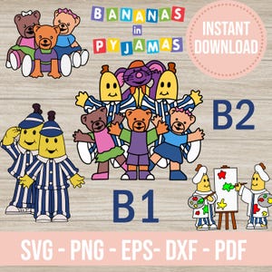 Bündel Bananen im Pyjama svg png B1 und B2 Cricut Silhouette