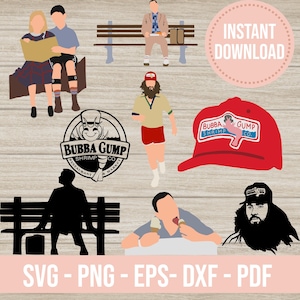 フォレスト・ガンプのSVG、PNG、ババ・ガンプのクリップアート（クリカット用）をまとめたバンドル