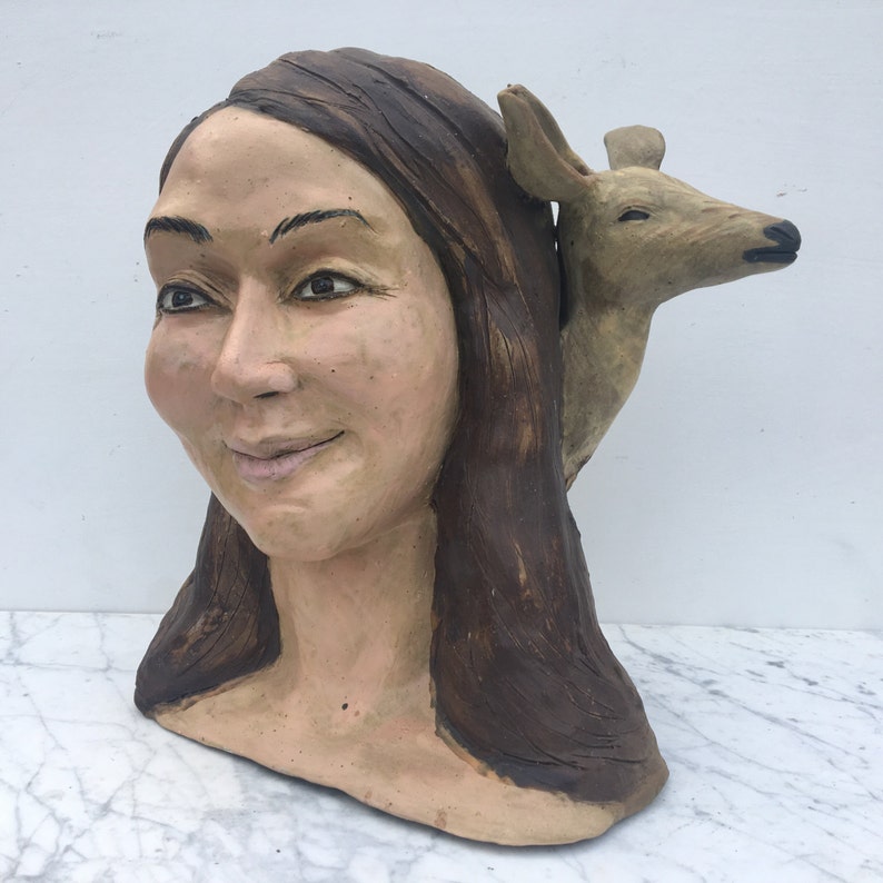 Ceramic Bust Sculpture Head Figure Art Animal Narrative - Etsy