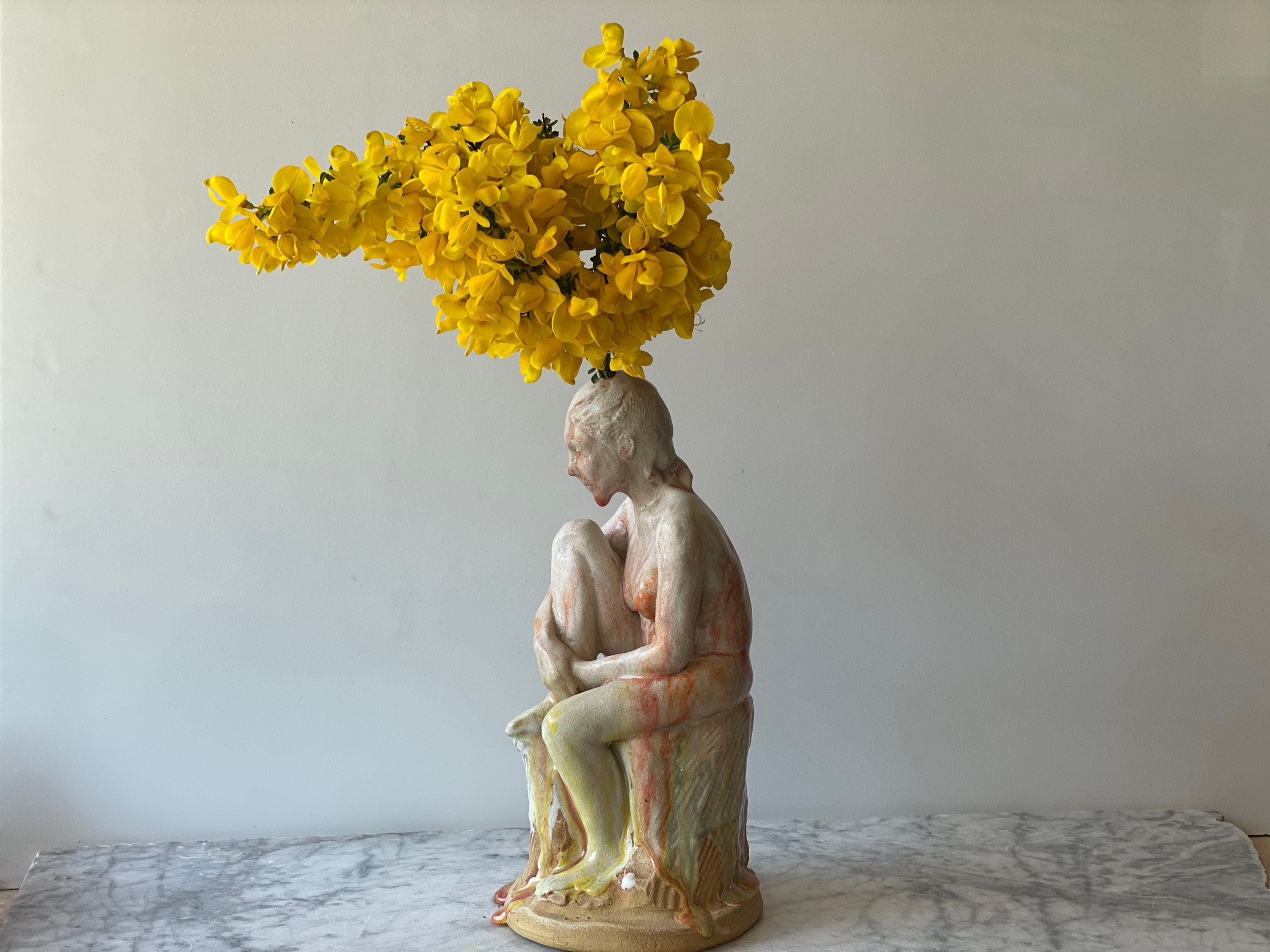 Keramik Figur Skulptur Sitzen Nackte Frau Knospe Vase Kunst Etsy