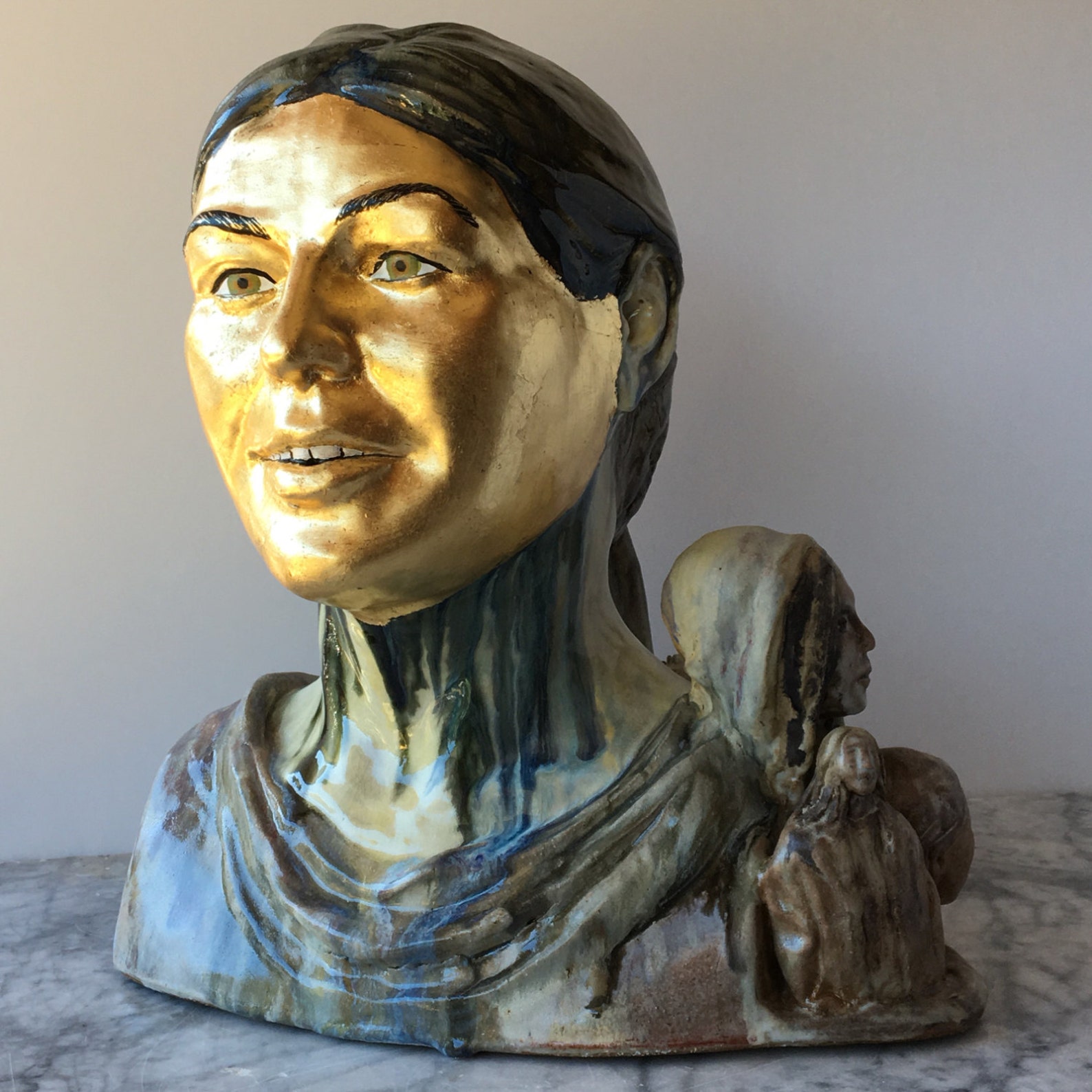 Ceramic Figure Sculpture Group Life Portrait Bust With Small Etsy