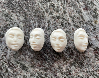 Made to order button pack porcelain face art, four sculpture head beads, coat buttons