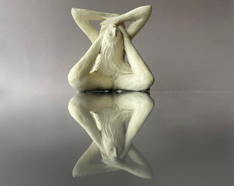 Ceramic figure sculpture nude statue ceramic art figurine body adult maquette mature contortionist pretzel