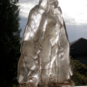 Cast Glass Art Nude Figure Sculpture Goddess Merging With Light, Clear Prism image 4