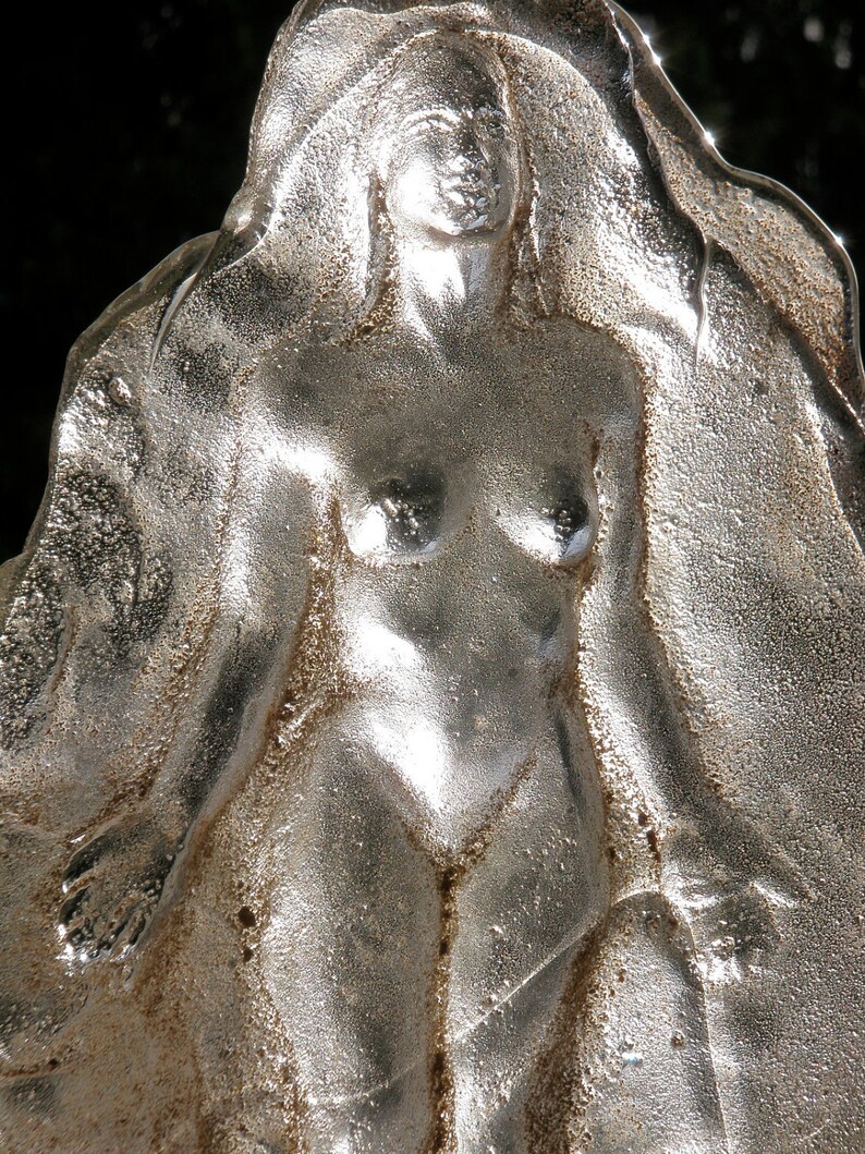 Cast Glass Art Nude Figure Sculpture Goddess Merging With Light, Clear Prism image 5