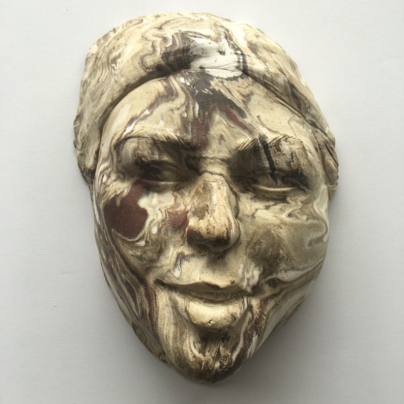 Wall Mask Face Sculpture Head Ceramic Art Portrait of a Etsy