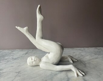 Porcelain figure sculpture nude inversion statue ceramic art figurine body adult maquette mature