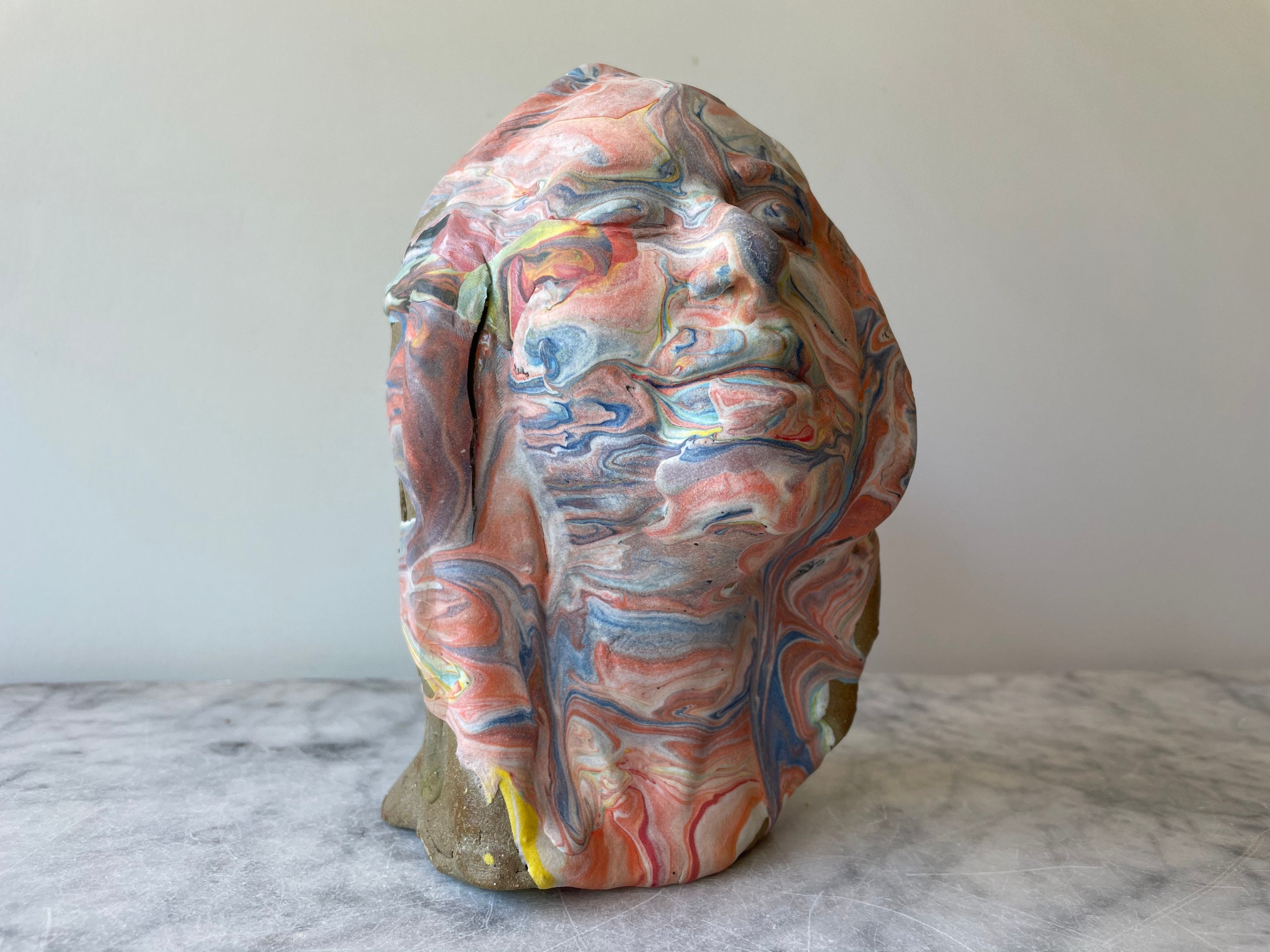 Ceramic head sculpture portrait bust of a woman marbled fluid | Etsy