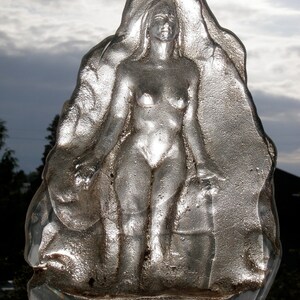 Cast Glass Art Nude Figure Sculpture Goddess Merging With Light, Clear Prism image 2