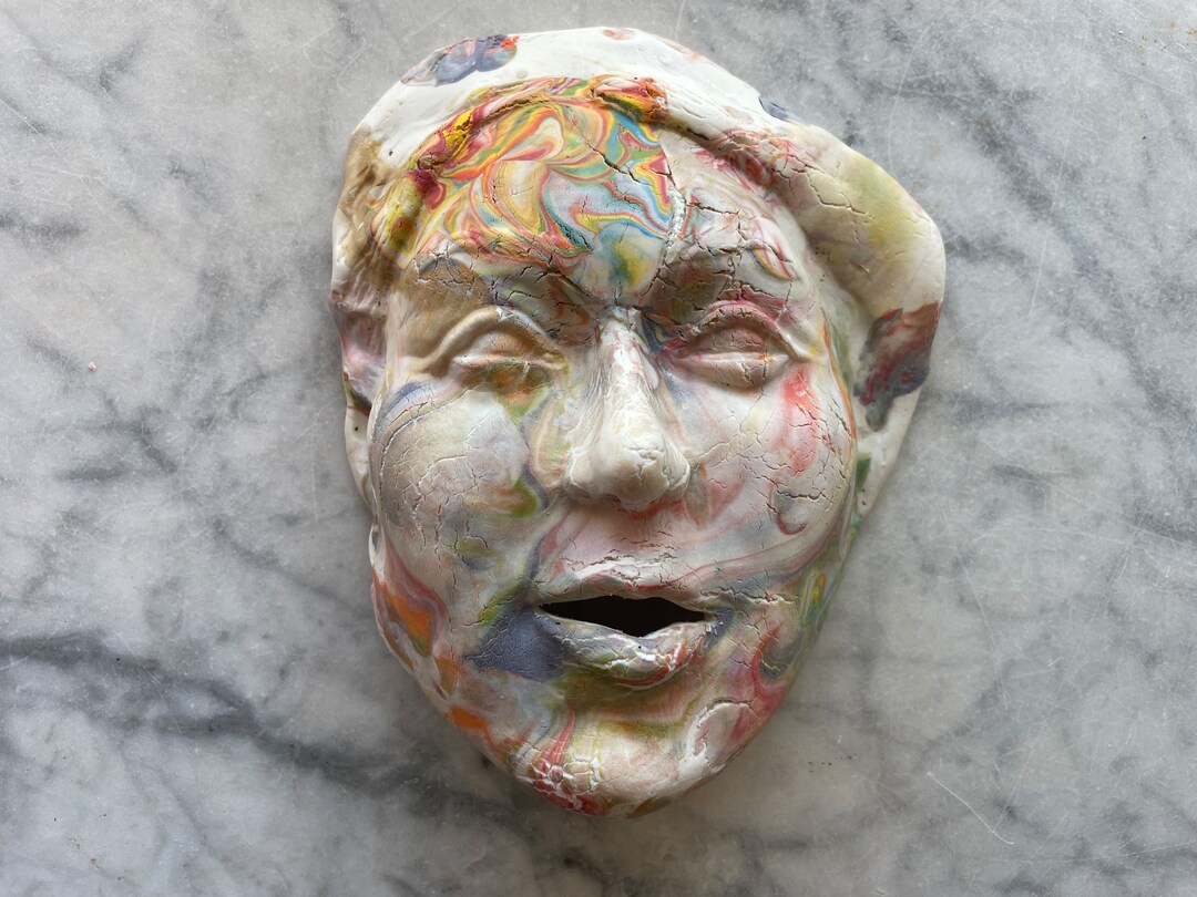 Ceramic Wall Art Mask of a Woman Sculpture Face Portrait Head Etsy