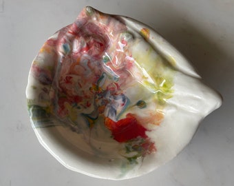 Porcelain nude marbled bowl erotic figure ash tray art pottery sculpture woman colorful soap dish serving vessel adult mature