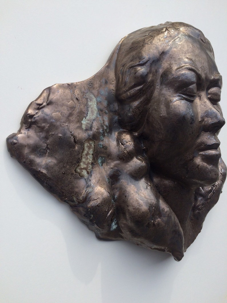 Wall Hanging Face Sculpture Stoneware Art Mask Portrait of a Etsy