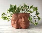 Custom Couples Portrait Sculpture Planter Lovers Art Wedding Anniversary Gift Pottery
