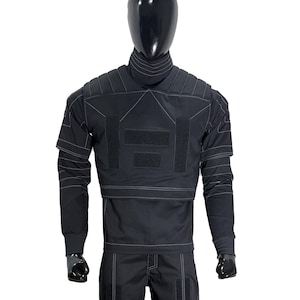 Black Mandalorian Flight Suit 3PC | Star Wars Inspired Cosplay | Tactical Shirt, Pant & Flak Vest Costume Outfit