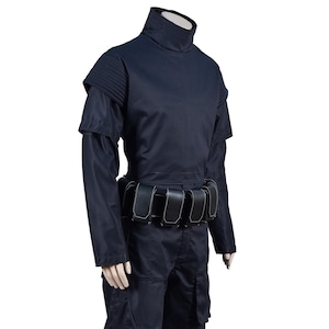 Mandalorian Book of Boba Fett Cosplay Costume | Star Wars Inspired Bounty Hunter Flight Suit with Flak Vest & Leather Belt