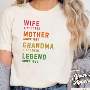 Maglietta personalizzata per la mamma, maglietta leggendaria moglie madre nonna, maglietta per la festa della mamma, maglietta della nonna, maglietta personalizzata per la mamma, regalo per la mamma, regalo per la nonna