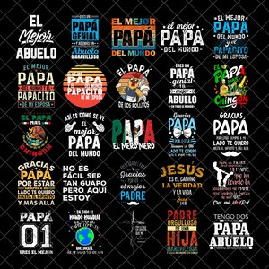 Father's Day Phrases PNG Bundle, I Love You Dad PNG, Fathers PNG, Thank You Dad PNG, Mexican Father Gift PNG, Silhouette